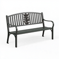 Gartenbank 122 x 62 x 90 cm aus Metall Schwarz mit Armlehnen im klassischen Stil